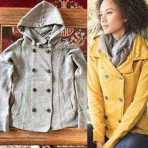 INDEPENDENT | Grey Soft Peacoat Jacket Hood Buttons S